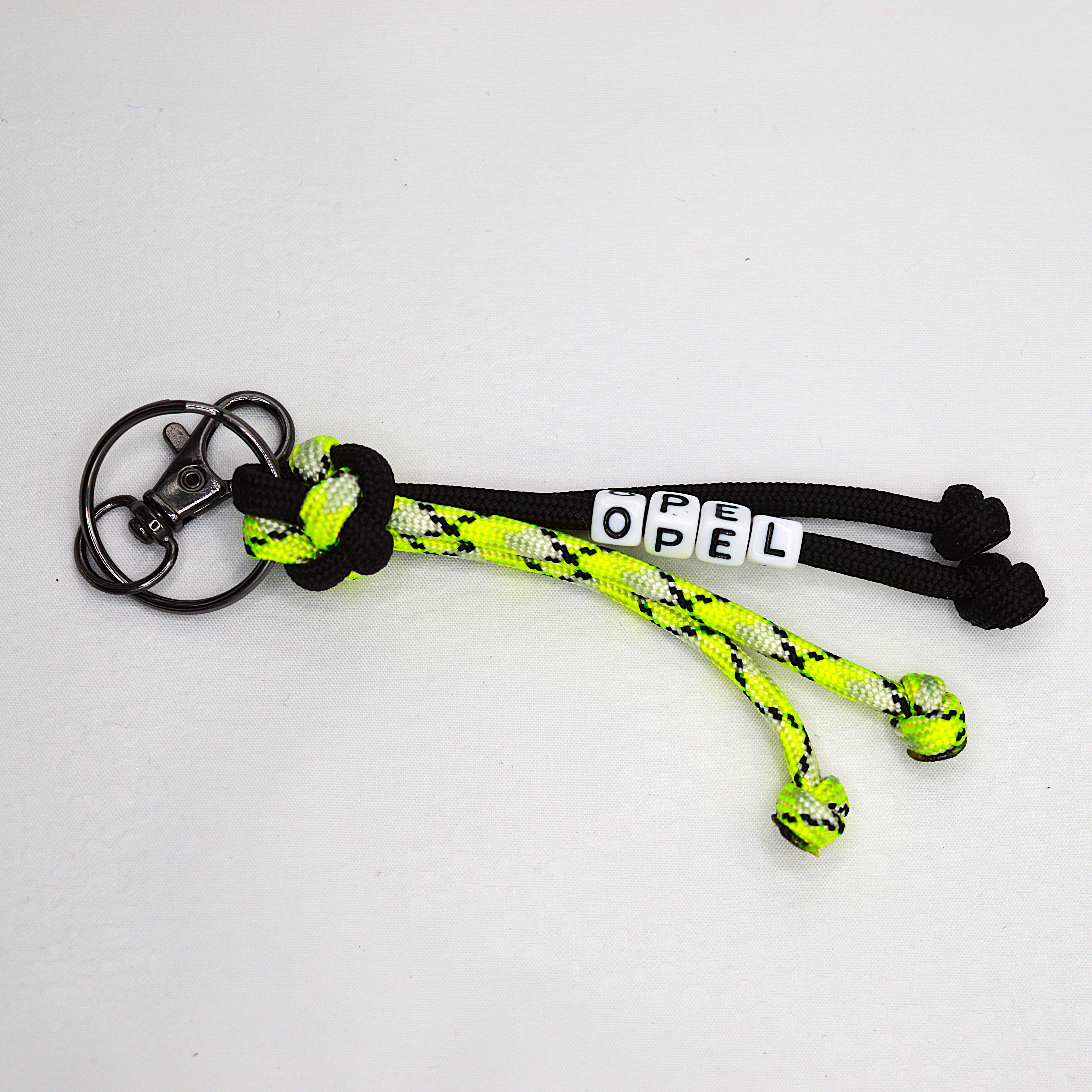 Paracord Schlüsselanhänger in Gelb-Schwarz mit Karabiner