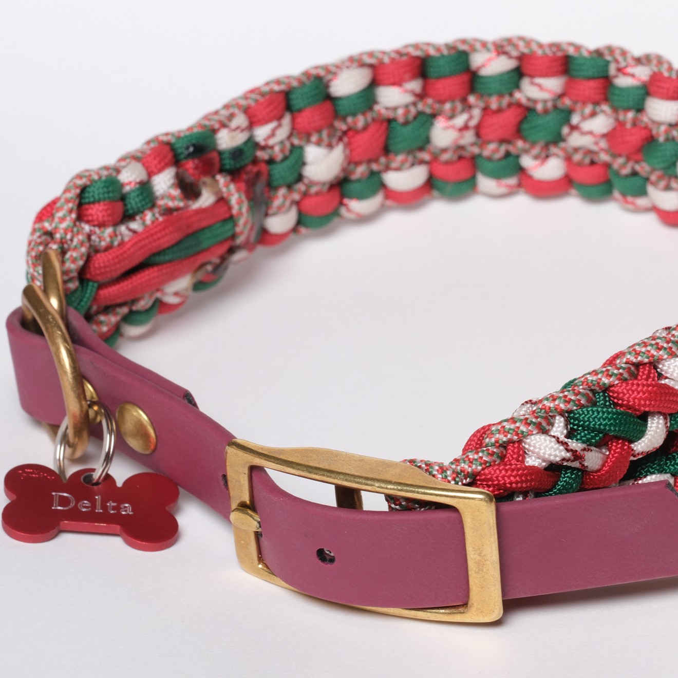 Handgemachtes Paracord Hundehalsband Pumpkin Mini nach Maß Weihnachtsedition